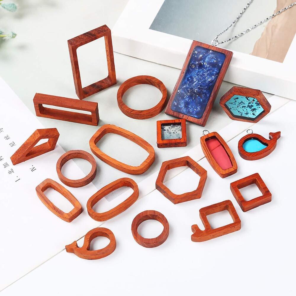 3521 12 Pcs Wooden Pendants Resin Molds for Jewelry Making kit, Charms